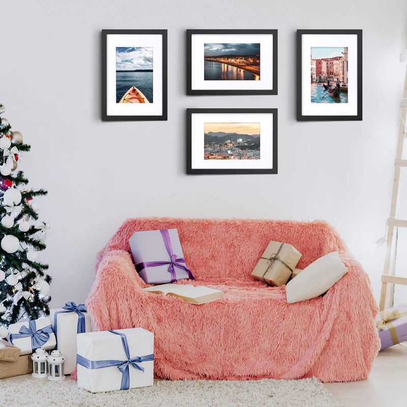 ONE WALL Tempered Glass 9x13 Picture Frame with Mats for 6x9 Photo, Black Wood Frame for Wall and Tabletop - Mounting Hardware Included - Image 5